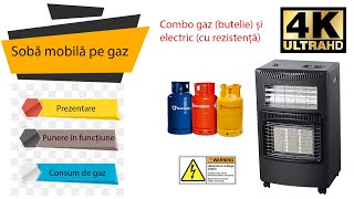 Soba mobila pe gaz cu butelie de GPL si curent electric [upl. by Aleinad]