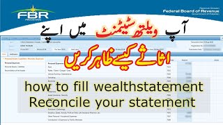 How to fill wealth statement I Reconcile wealth statement I FBR iris [upl. by Tichonn]