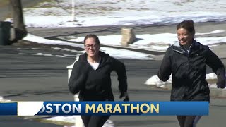 Sisters Trish Wheeler Michelle Cronin running Boston Marathon for 261 Fearless team [upl. by Airamanna]