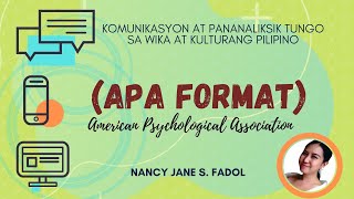 Bibliograpiya ng Pananaliksik  APA American Psychological Association Format [upl. by Leatrice]