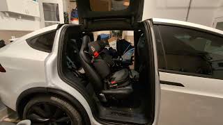 4 kid car seats in a 6seat Model X [upl. by Enidlareg]