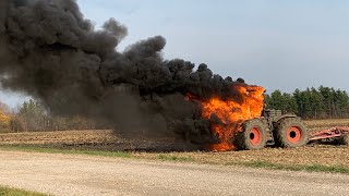 Tractor on fire burns to the ground while ripping dirt [upl. by Claudelle]