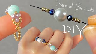 Easy Beaded Rings for Beginners How to Make Rings  Seed Bead Ring Tutorial [upl. by Nerred467]