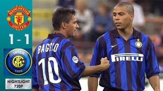 Inter Milan 1 x 1 Manchester United Ronaldo RBaggio UCL 19981999 Extended Goals amp Highlights [upl. by Llimaj]