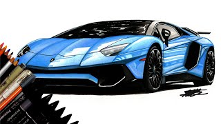 How To Draw a Car  Lamborghini Aventador SV  Supercar Drawing Tutorial [upl. by Mair]