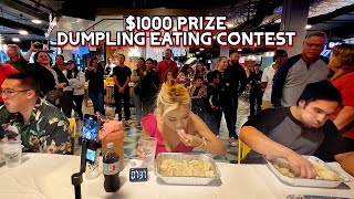 1000 PRIZE DUMPLING EATING CONTEST at Topanga Social in Canoga Park CA RainaisCrazy RainaHuang [upl. by Alper]