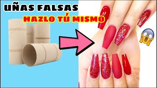 HAZLO TÚ MISMO  CÓMO HACER UÑAS FALSAS IMPERMEABLES CON ROLLO DE PAPEL HIGIÉNICO SIN PEGAMENTO [upl. by Naillil]