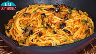 PASTA CON BERENJENAS Receta fácil rápida y económica que rinde mucho y que esta deliciosa [upl. by Esiuole221]