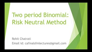 Lecture 10  Two period Binomial Call option  Risk Neutral Method CA Final CFA L2 FRM P1 [upl. by Letniuq]