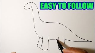 How to draw a brontosaurus dinosaur  EASY WAY of Dinosaur Drawing [upl. by Pahl275]