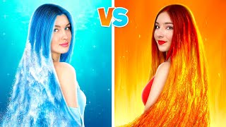 Fire Girl VS Water Girl  Four Elements  Fire VS Water VS Air VS Earth [upl. by Ayanaj]