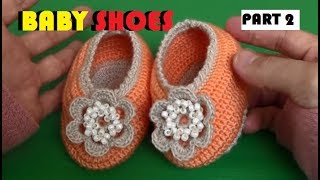 CROCHET Baby shoes Tutorial Merajut Sepatu Bayi PART 2 [upl. by Carissa412]