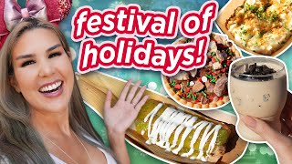 FESTIVAL OF HOLIDAYS 2023 FOOD PREVIEW 🌟 Trying This Years NEW FOOD Disneyland Vlog 2023 [upl. by Aiuqat]