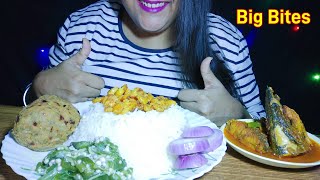 ASMR  Vetki Kalia  Prawn Fry  Potato amp Okra Vorta  Steamed Rice  Big Bites Mukbang Eating Show [upl. by Nyladgam]