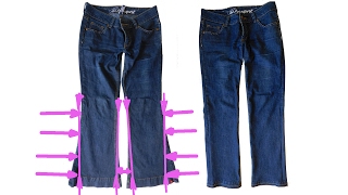 Hosenbeine enger nähen DIY Anleitung How to Make Skinny Jeans from Flare or Boot Cut Jeans [upl. by Corley]