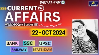 22  OCTOBER 2024 ✅ CURRENT AFFAIRS 🎯 ibps currentaffairs dailygk dailynews sbiclerk latest [upl. by Gujral]