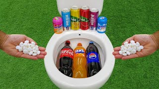 Big Coca Cola Pepsi Fanta VS Popular Sodas  Dark Blue Fuse Tea and Mentos in the toilet [upl. by Alayne]