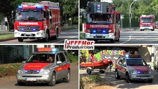 REALEINSATZ WÄHREND HAUPTÜBUNG Alarmfahrt Feuerwehr und DLRG Ladenburg [upl. by Aicre]