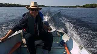 Yamaha 99 HP Test Run on 12 FT Aluminum Boat with Two Men 18 MPH [upl. by Ailime]