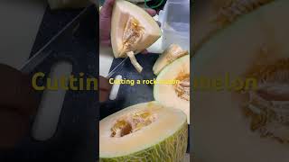 How to cut a rock melon malaysia fruit rockmelon howto [upl. by Allerym]