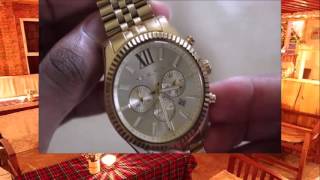 Michael Kors MK8281 Lexington Gold Tone Stainless Steel Watch Review [upl. by Irtak]