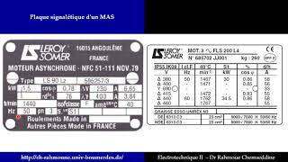 Machine Asynchrone 4  Plaque signalétique dun MAS [upl. by Caresse296]