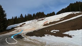 SNOW STARTING TO MELT GoPro HD POV Skiing BLUE FORESTIER  MEGEVE ski resort  Feb 2024 [upl. by Nihi]