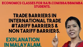 Trade barriersTariff barriersamp Non Tariff Barriers in International Trade Malayalam explanation [upl. by Ridinger]