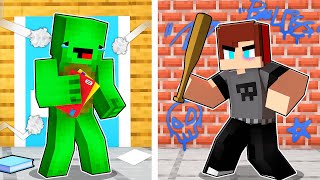 BULLY Maizen vs NERD Mikey in High School Batte in Minecraft  Parody StoryJJ and Mikey TV [upl. by Hester267]