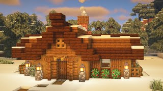 Minecraft How to build a Winter Log Cabin [upl. by Ahsiled]