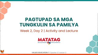 Values Education 7  Q2W2D2  Patupad sa mga Tungkulin sa Pamilya ActivityLecture [upl. by Yllor414]