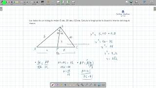 Relaciones métricas en el triángulo oblicuángulo  Cálculo de la bisectriz interior y exterior [upl. by Sawyere]