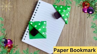 How to make Paper Bookmark  Origami Bookmark Making  Christmas Crafts with Paper [upl. by Esorrebma]