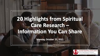 20 Highlights from Spiritual Care Research Spiritual Care Week [upl. by Ahsinrat]