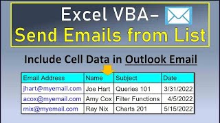 Excel VBA Send Emails from List [upl. by Airtemak]