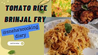 lunch box special  tomato rice  thakali sadham Brinjal side dish fry snehascooking diary [upl. by Violante46]