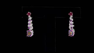 Quartz Doublet Rhodolite Garnet Amethyst amp Zircon Earrings In Rhodium over Sterling Silver 435ctw [upl. by Clementine]