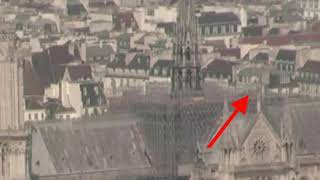 Notre Dame fire 20190415  Person moving and flash on the roof [upl. by Tatianas]