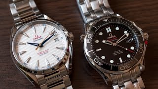 Omega Seamaster 300M vs Seamaster Aqua Terra 150M comparison 4K [upl. by Notlad]