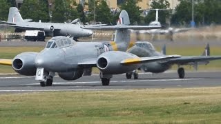 Gloster Meteor and Dehavilland Vampire display at Farnborough International Airshow 2014 [upl. by Ahs]