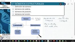 TEMA 4 ESTEREOQUÍMICA  41 ISÓMEROS ESTRUCTURALES [upl. by Bernie827]