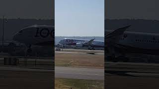 Qantas 100th anniversary livery landing at Perth [upl. by Elleinwad]