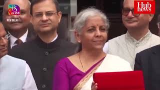 Budget 2024 Finance Minister Sitharaman Leads Team Out of North Block [upl. by Rains]