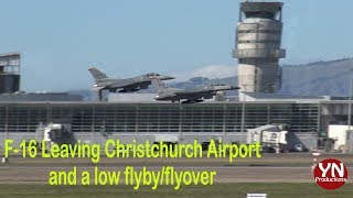 F16s Leaving christchurch Airport and doing a low FlybyFlyover [upl. by Richards429]