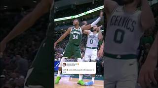 Tatum was frustrated after this wasn’t called a foul on Giannis [upl. by Merrielle]