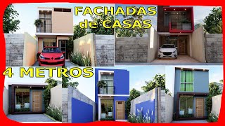 💥 FACHADAS de CASAS MODERNAS PEQUEÑAS de 4 Metros de Frente  Ideas y PLANOS [upl. by Gnov]