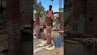 Small Brick Work 23x23 cm By Mason construction home buildingmaterial brickwork civilsite fyp [upl. by Asseralc569]