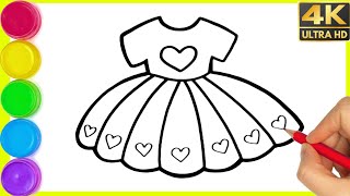 How to draw a Frock Drawing  easy step by step girls dress drawing with colour  frock drawing [upl. by Gerdi854]