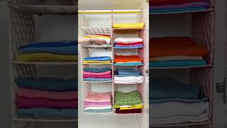 Wardrobe clothes hanging organiser shortsviral cutvideos reaction kitchen happymomchannel [upl. by Ayrotal371]