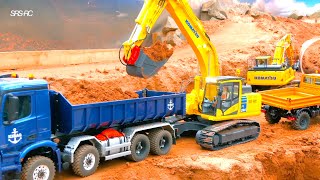 SUPER BIG RC CONSTRUCTION SITE SCALEART RC HOOK LIFTER KOMATSU RC DIGGER FUMOTEC SWISS RC MODEL [upl. by Llerud770]